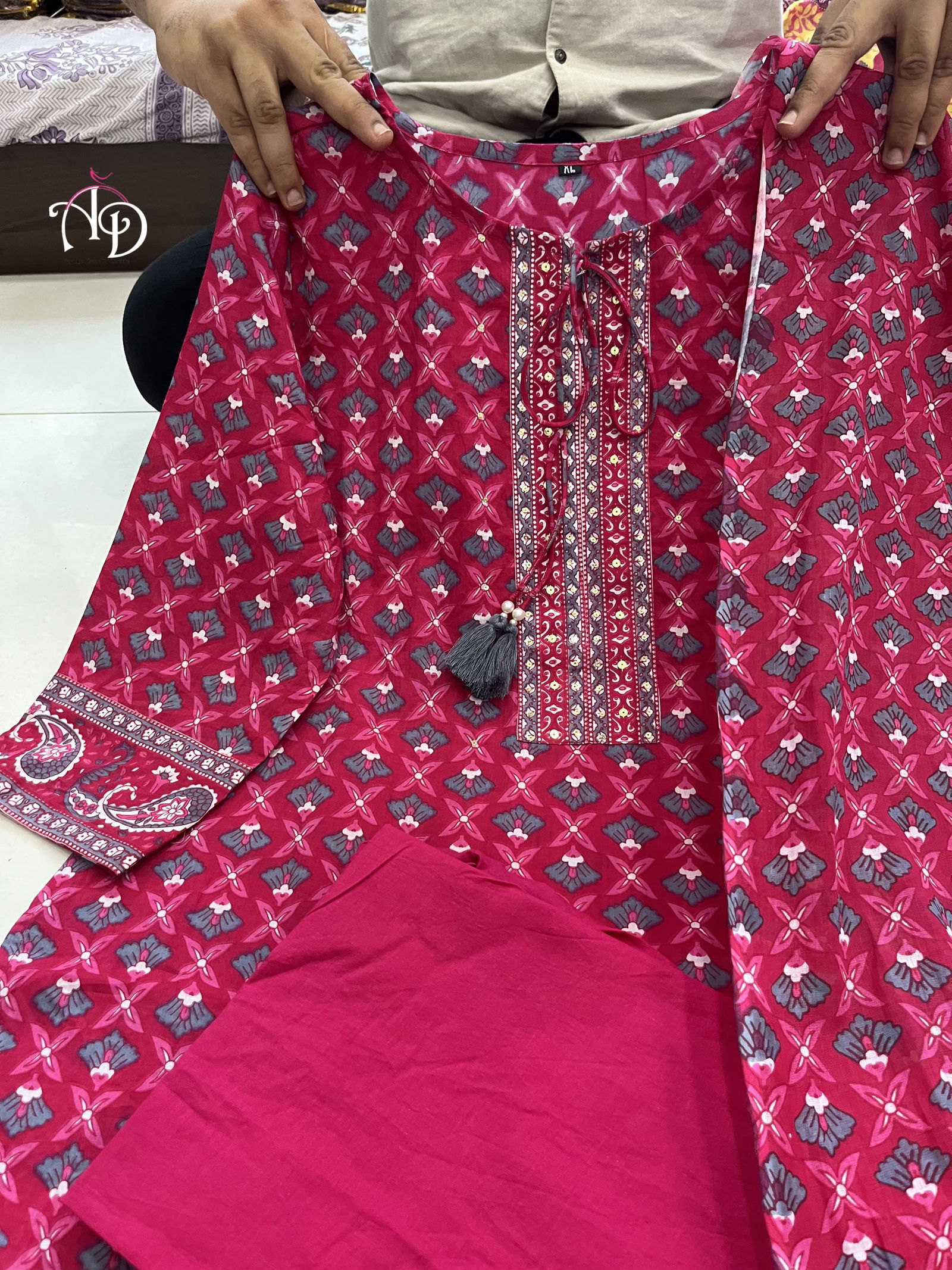 Akshar Printed Pure Cotton Kurti With Bottom Dupatta Wholesalers In Delhi
